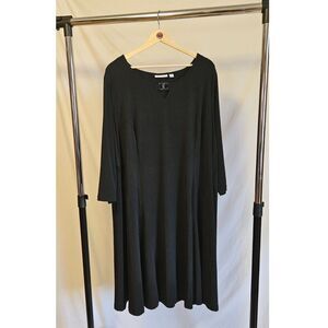 NWOT Susan Graver Black 3/4 Sleeve Shift Dress Size 3X